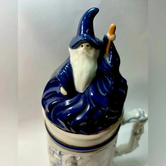 Epic Massive 14”h Viking, Dragon, Bone Handled Ceramic Stein w/ Wizard Lid 🤯👌 - Picture 6 of 15